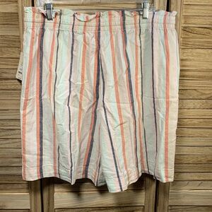 Terra & Sky Stripped Shorts Plus Size 14W OX New With Tags